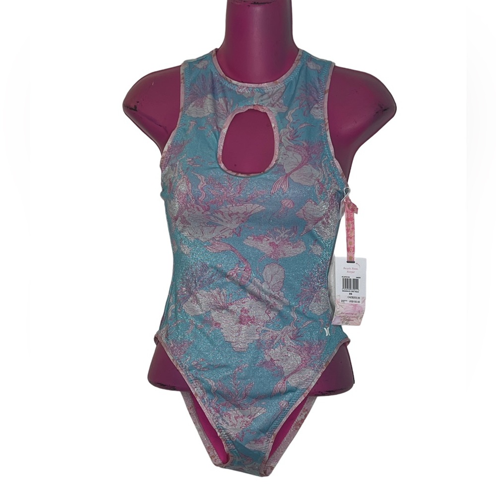 Hurley x LoveShackFancy one piece high neck mermaid swimsuit